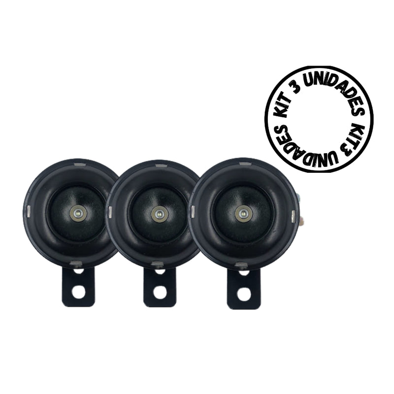 Kit 3 Buzina Universal para Moto Modelo Paquerinha 12V Preto - Alfashop