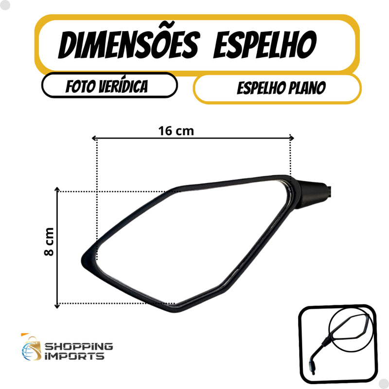 Retrovisor de moto esportivo  Modelo Z400 Kawasaki Rosca Honda Lente Convexa GVS rebaixado - Alfashop