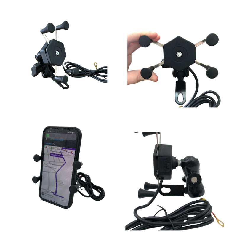 SUPORTE DE CELULAR PARA MOTO COM CARREGADOR TURBO USB GPS  PINÇA DRONE ARANHA MOTOQUEIRO MOTOBOY 360° FIXO NO RETROVISOR SUPORTE DE CELULAR PARA MOTO COM CARREGADOR TURBO USB GPS  PINÇA DRONE ARANHA MOTOQUEIRO MOTOBOY 360° FIXO NO RETROVISOR - Alfashop