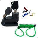 Tranca para moto freio disco bike cabo lembrete mais 2 chaves - Alfashop