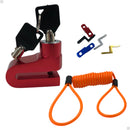 Tranca para moto freio disco bike cabo lembrete mais 2 chaves - Alfashop