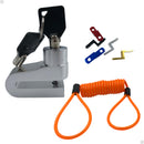 Tranca para moto freio disco bike cabo lembrete mais 2 chaves - Alfashop