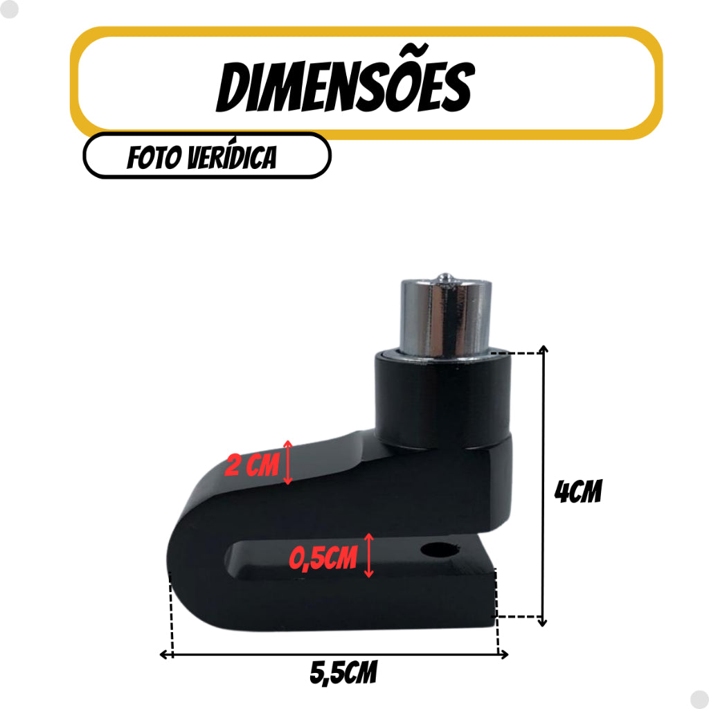 Cadeado trava disco freio p/moto bike+cabo lembrete segurança - Alfashop