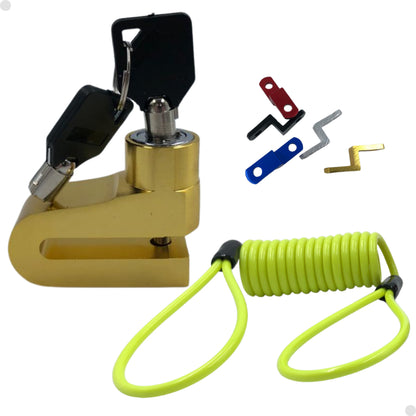 Cadeado trava disco freio p/moto bike+cabo lembrete segurança - Alfashop