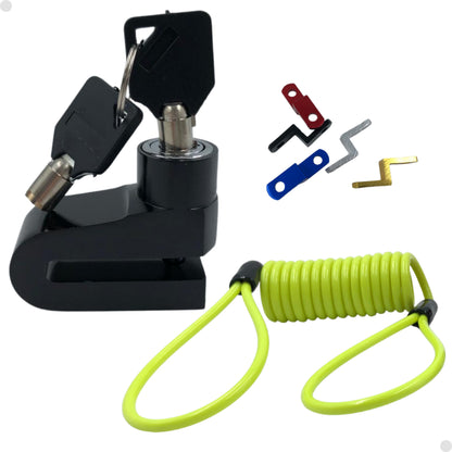 Cadeado trava disco freio p/moto bike+cabo lembrete segurança - Alfashop