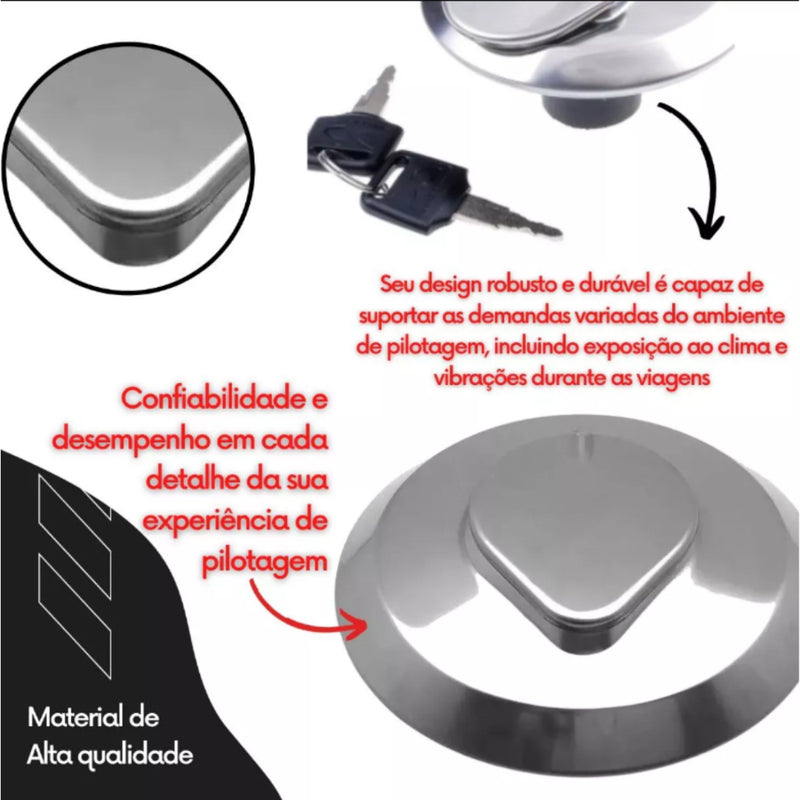 Tampa de Tanque Honda CG Titan 125/150 CBX Strada 200, CBX Aero 150, CBX Twister 250 e XRE 300 com 2 Chaves - Alfashop