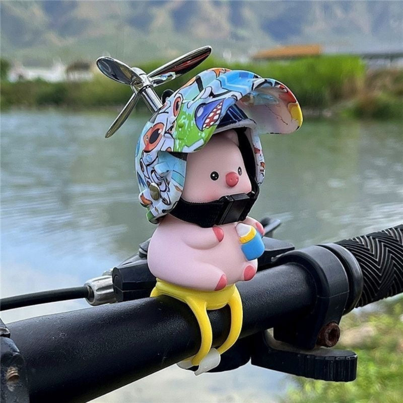 Porquinho  Porco Pig pork Pato Com Led Capacete Hélice Bike Carro Moto Guidão Enfeite - Alfashop