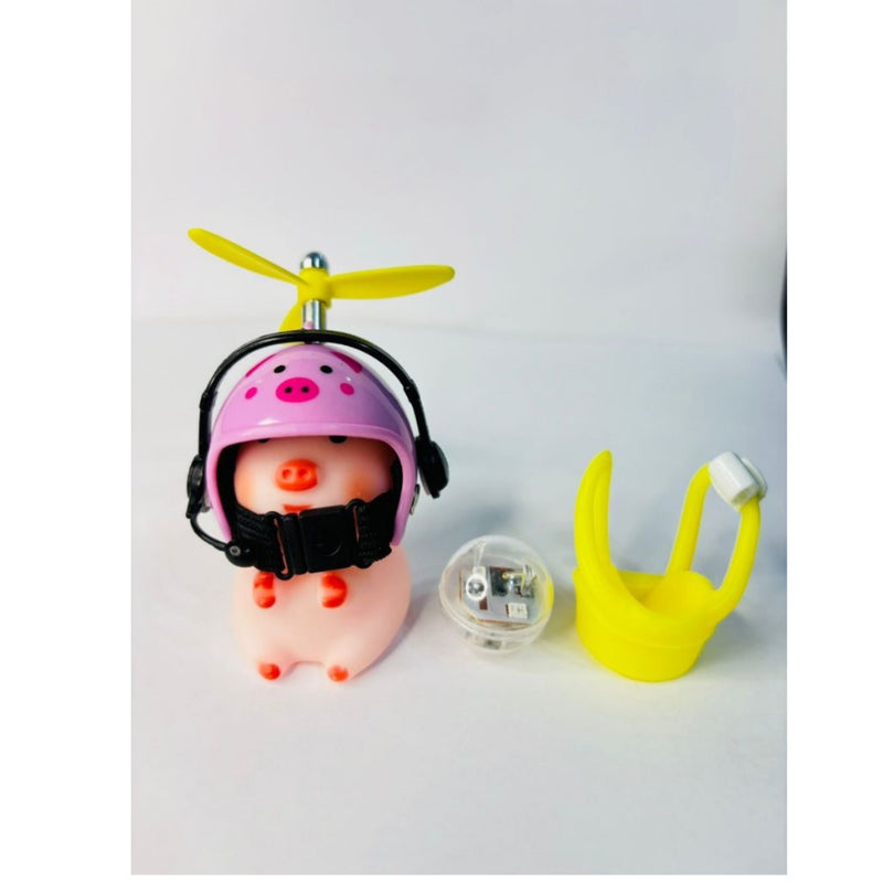 Porquinho  Porco Pig pork Pato Com Led Capacete Hélice Bike Carro Moto Guidão Enfeite - Alfashop