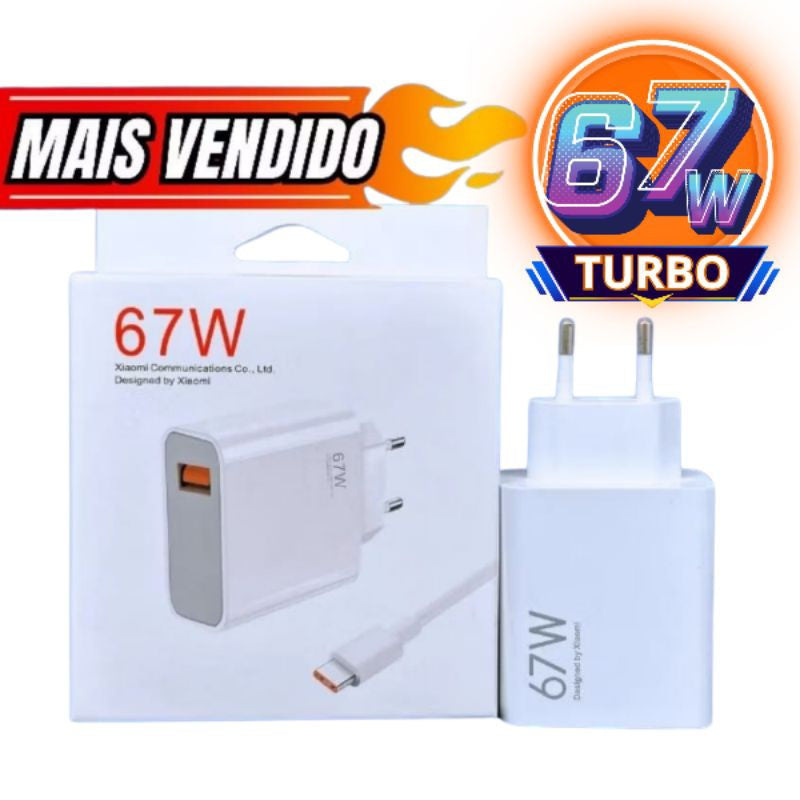 carregador xiaomi 67w turbo compatível com original MI 11 11 12 Redmi 9 10 11 k50 Note 10 - Alfashop