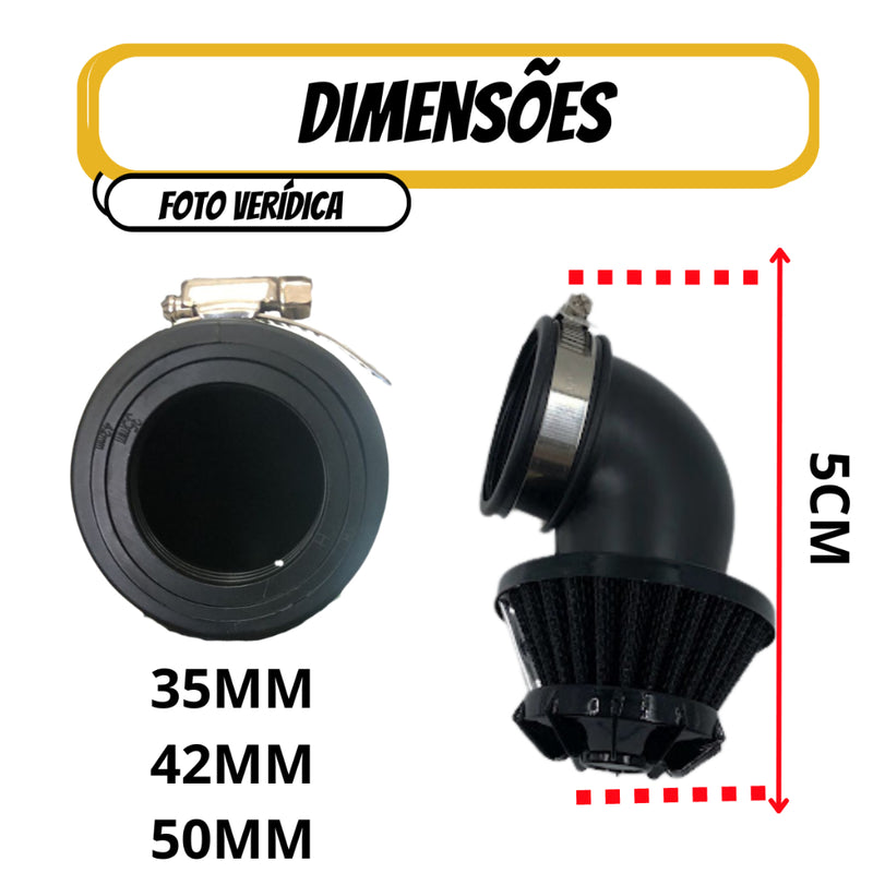 FILTRO DE AR CB-300 XRE TWISTER UNIVERSAL MOTOS HONDA YAMAHA 35mm 42mm 50mm - Alfashop