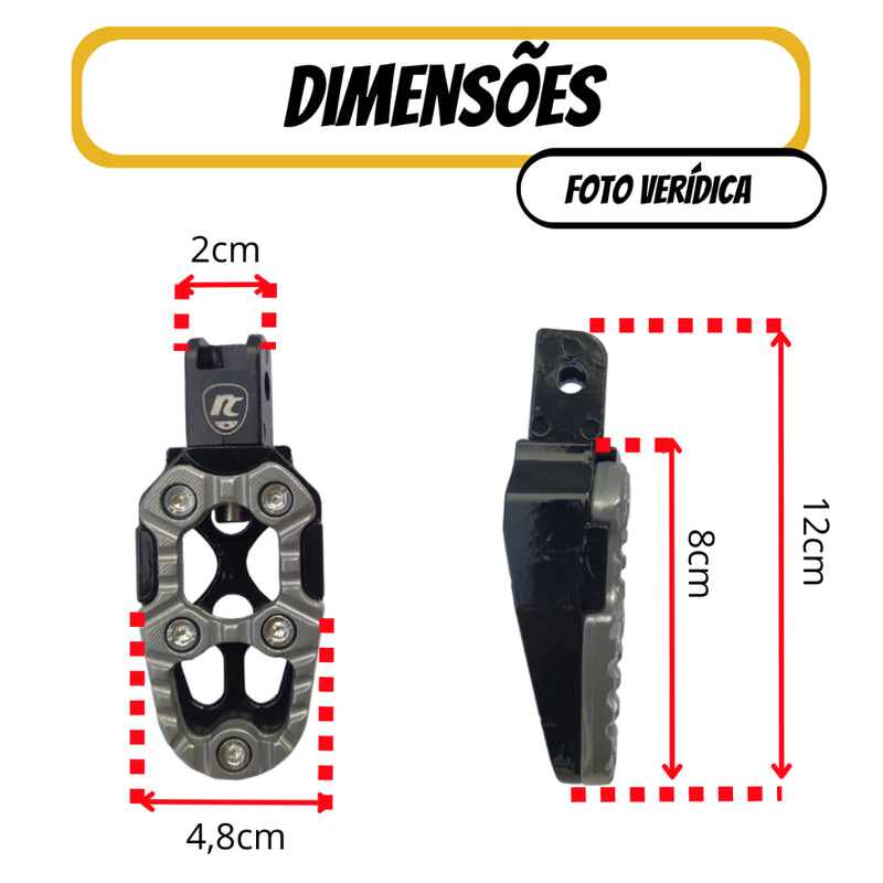 Pedaleira Esportiva Aluminio NX400 Falcon Xr 250 Tornado Lander Crf 230 Bros CB300 Twister Offroad Premium - Alfashop