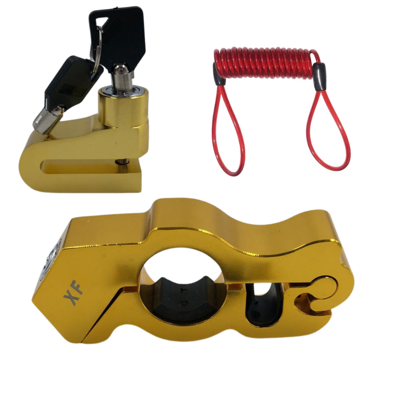 Kit Trava Manete de Alumínio + Trava de Disco Antifurto com Cabo Lembrete para Moto - Alfashop