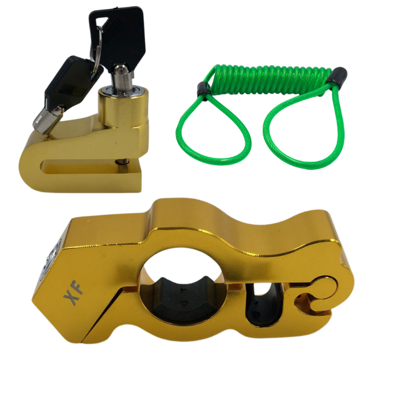 Kit Trava Manete de Alumínio + Trava de Disco Antifurto com Cabo Lembrete para Moto - Alfashop