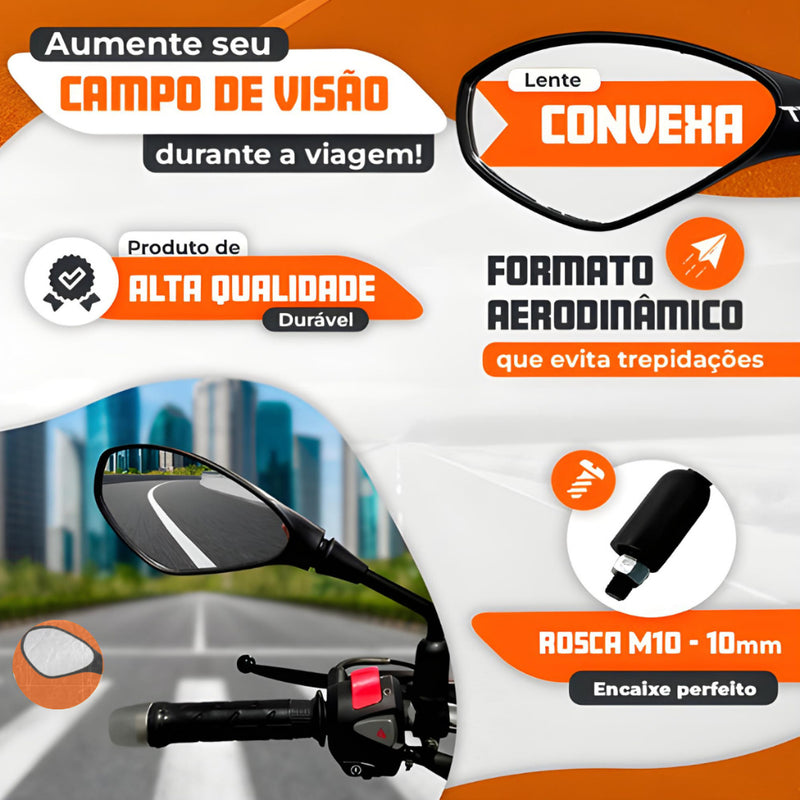 Retrovisor De Moto Bmw Gs800 Lente Convexa Fixa Rosca Honda - Alfashop