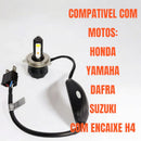 Farol LED 3 LEDs com Reator - 60W - 8000 Lumens Potente Moto CG/Titan/YBR/Factor/CB300R/Twister - Alfashop