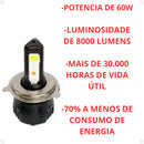 Farol LED 3 LEDs com Reator - 60W - 8000 Lumens Potente Moto CG/Titan/YBR/Factor/CB300R/Twister - Alfashop