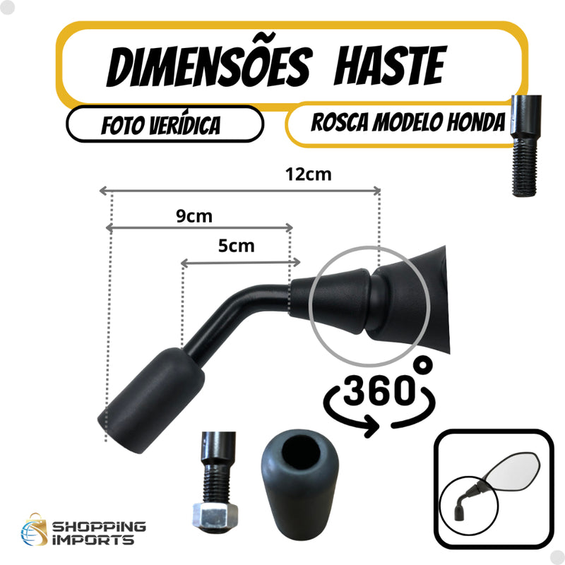 Retrovisor haste curta F800 fixa modelo BMW ROSCA HONDA YAMAHA oferta Gs650 Universal - Alfashop