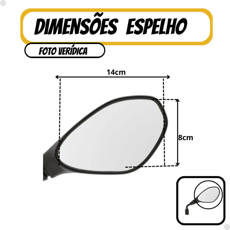 Retrovisor haste curta F800 fixa modelo BMW ROSCA HONDA YAMAHA oferta Gs650 Universal - Alfashop