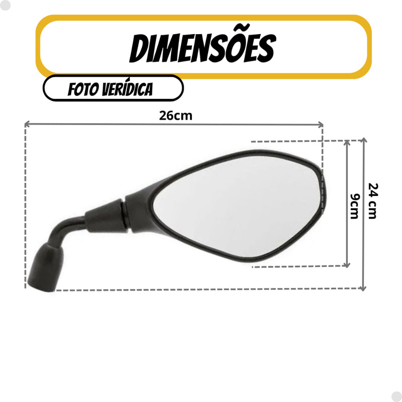 Retrovisor haste curta F800 fixa modelo BMW ROSCA HONDA YAMAHA oferta Gs650 Universal - Alfashop