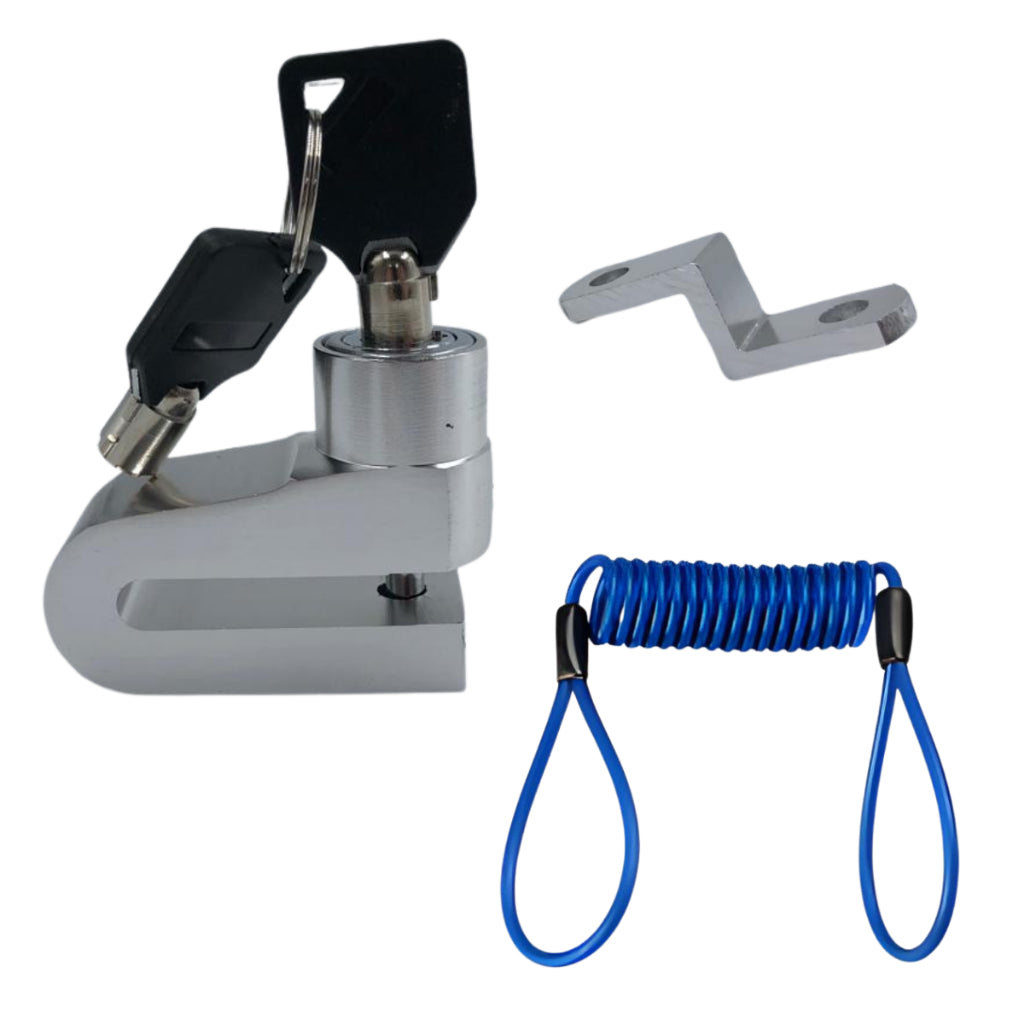 Cadeado trava disco freio p/moto bike+cabo lembrete segurança - Alfashop