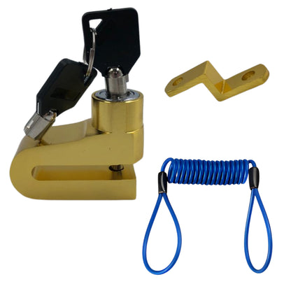 Cadeado trava disco freio p/moto bike+cabo lembrete segurança - Alfashop