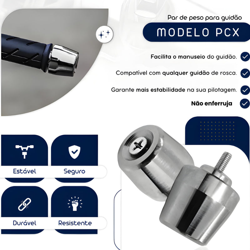 PESO  PESINHO DO GUIDÃO DE Honda PCX 150 YAMAHA Cromado ALUMÍNIO Guidon Sem Bucha Modelo Universal - Alfashop