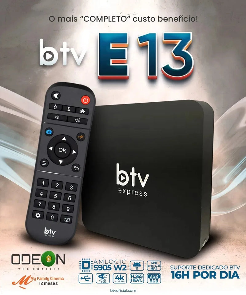 Liberador Canais Btv E13 Express 4k Vitalício Original - Alfashop